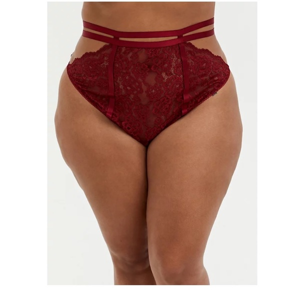 NWT TORRID 2 PAIR! Black and red high waist cut out thong panties - Picture 4 of 11